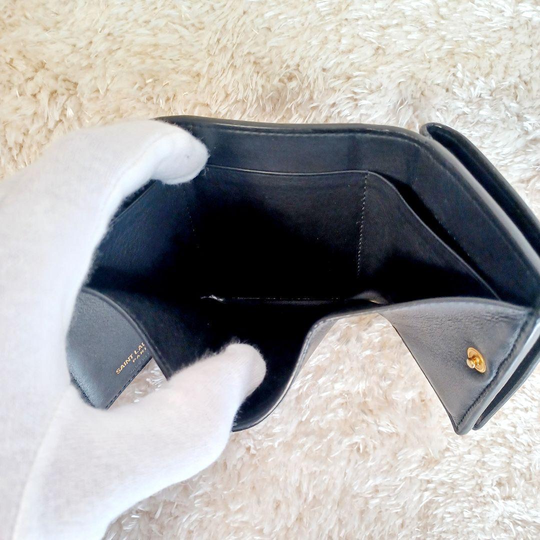 ✨極美品✨YSLサンローラン　カサンドラ　二つ折り　タイニー　オリガミ　ブラック