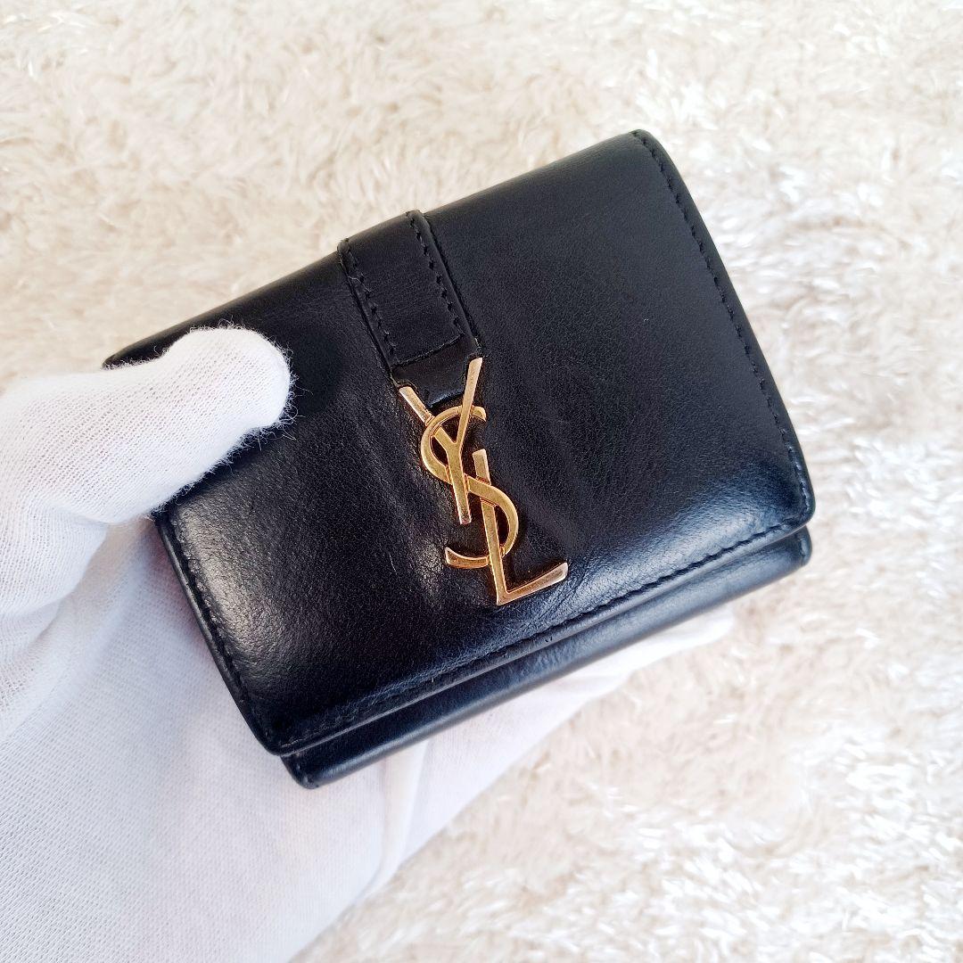 ✨極美品✨YSLサンローラン　カサンドラ　二つ折り　タイニー　オリガミ　ブラック