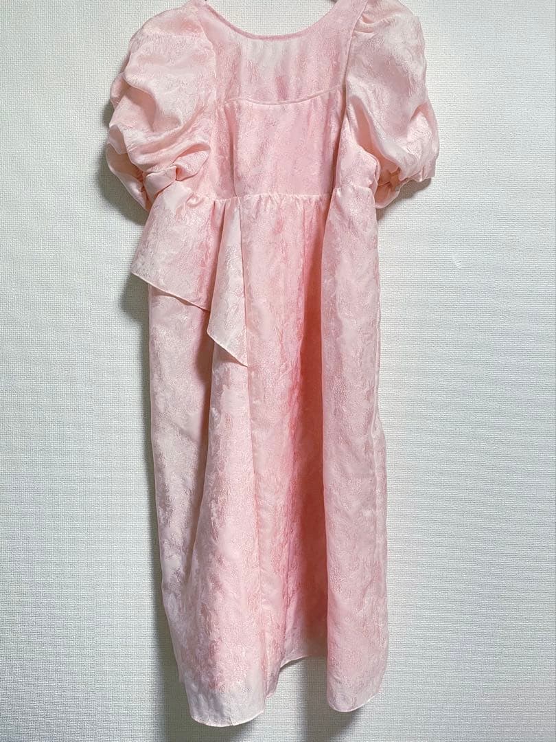 ANDRESDバブルスリーブジャガードドレスM