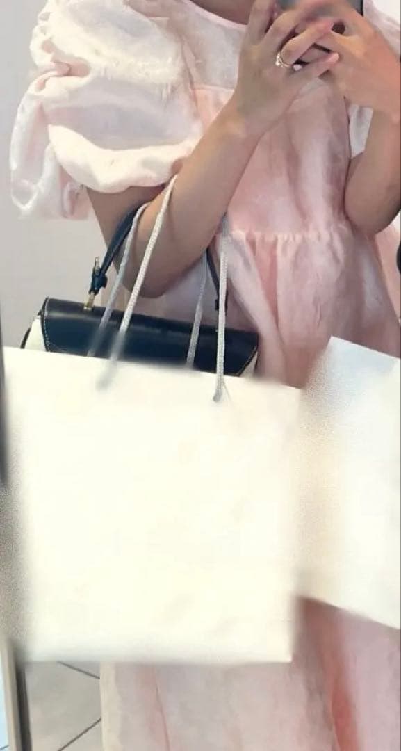 ANDRESDバブルスリーブジャガードドレスM