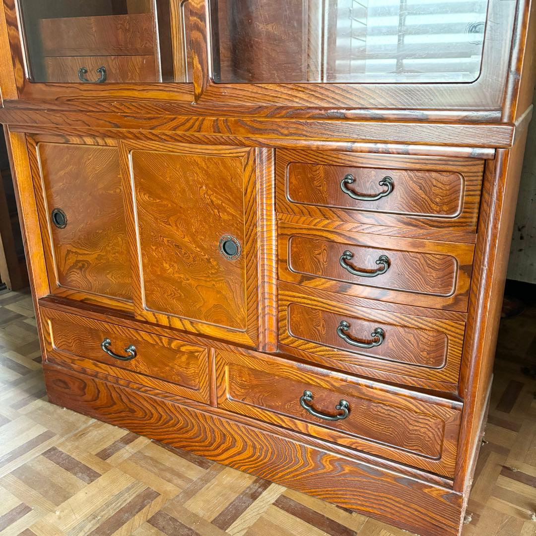 【直接引取限定】茶箪笥 和風 レトロ 箪笥 飾り棚 和箪笥