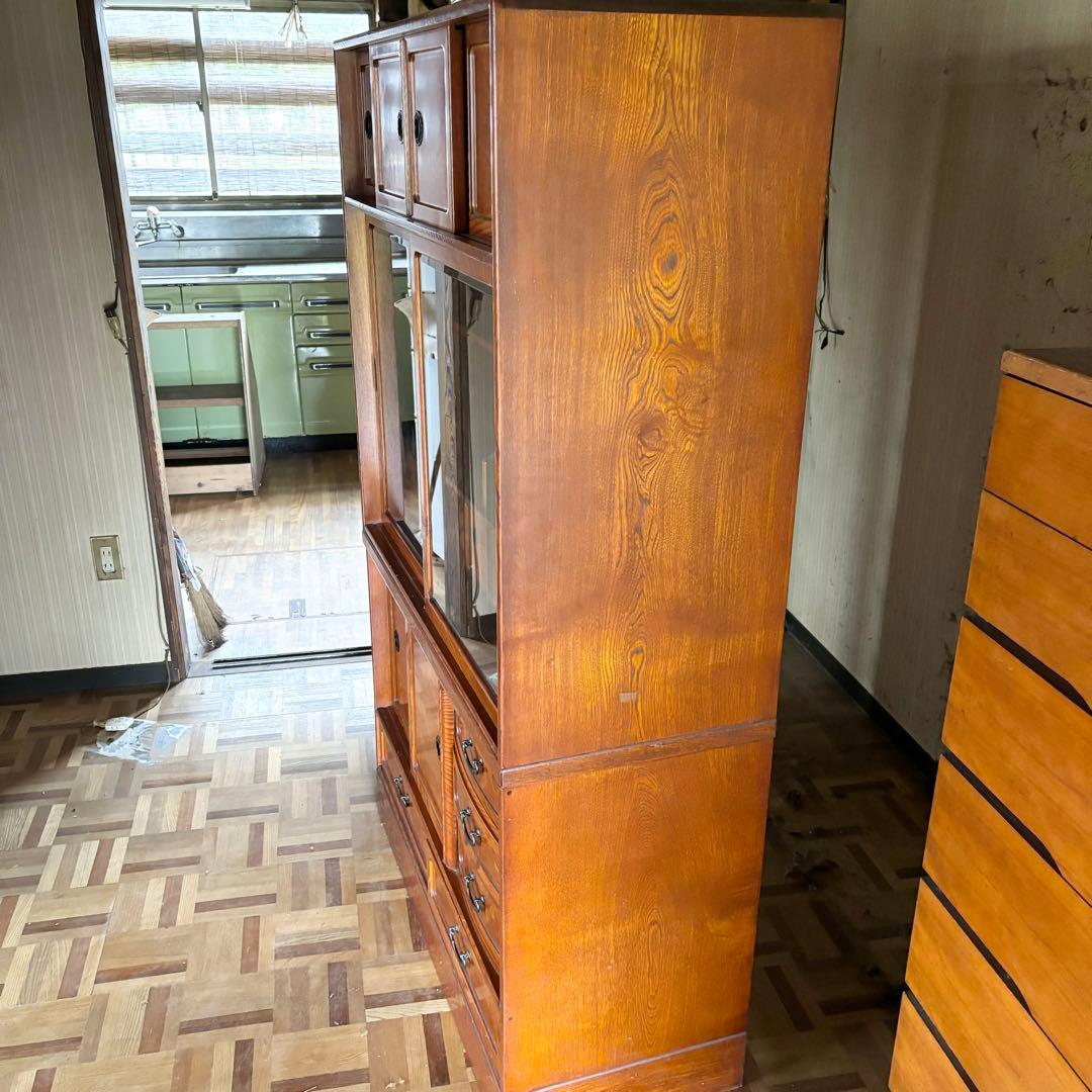 【直接引取限定】茶箪笥 和風 レトロ 箪笥 飾り棚 和箪笥