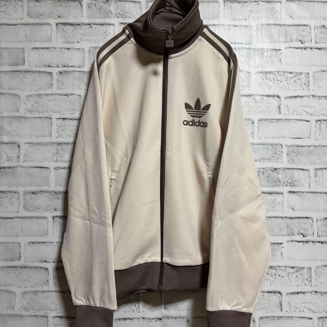 新品⭐️女性L 80s復刻adidasトラックジャケット ベージュ×モカブラウン