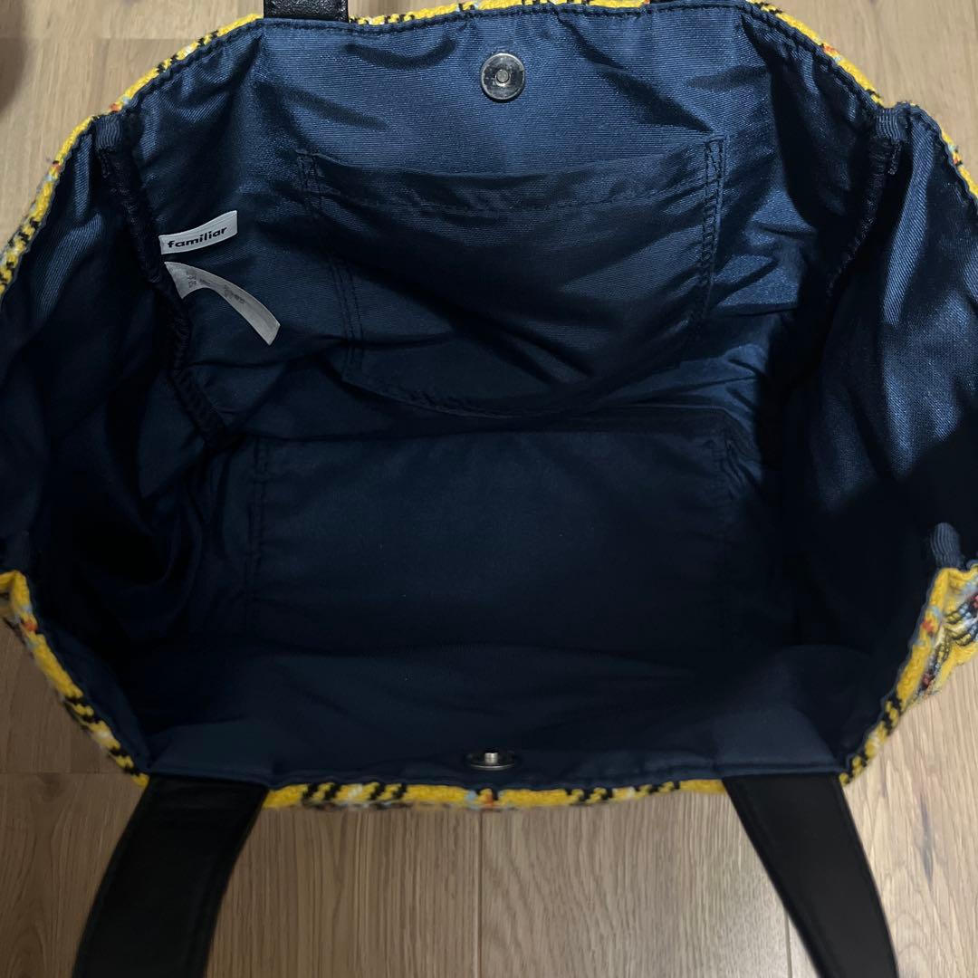 ファミリア バッグ ファミリアショー チェック柄 トートバッグ 黄色 黒