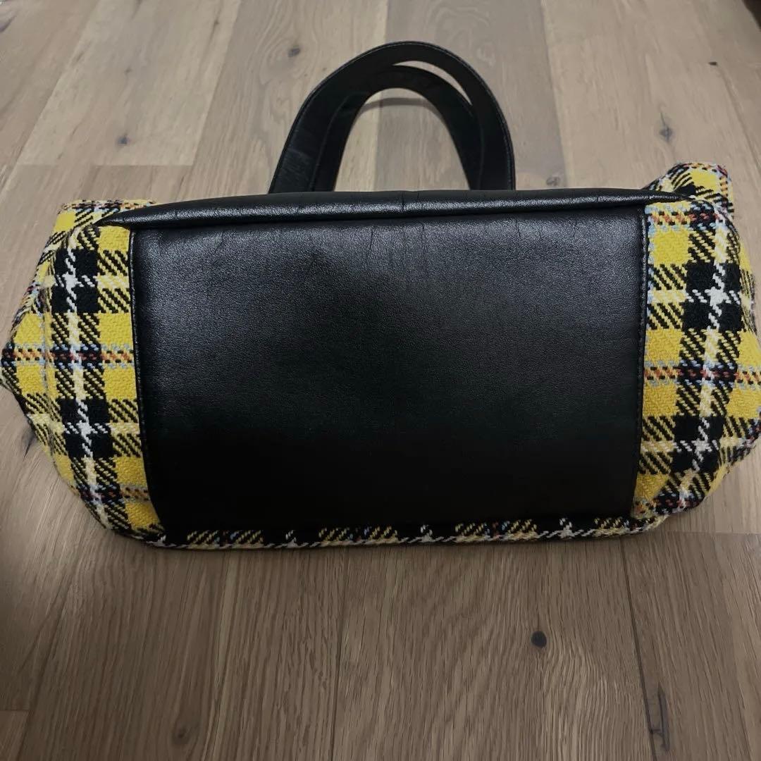ファミリア バッグ ファミリアショー チェック柄 トートバッグ 黄色 黒
