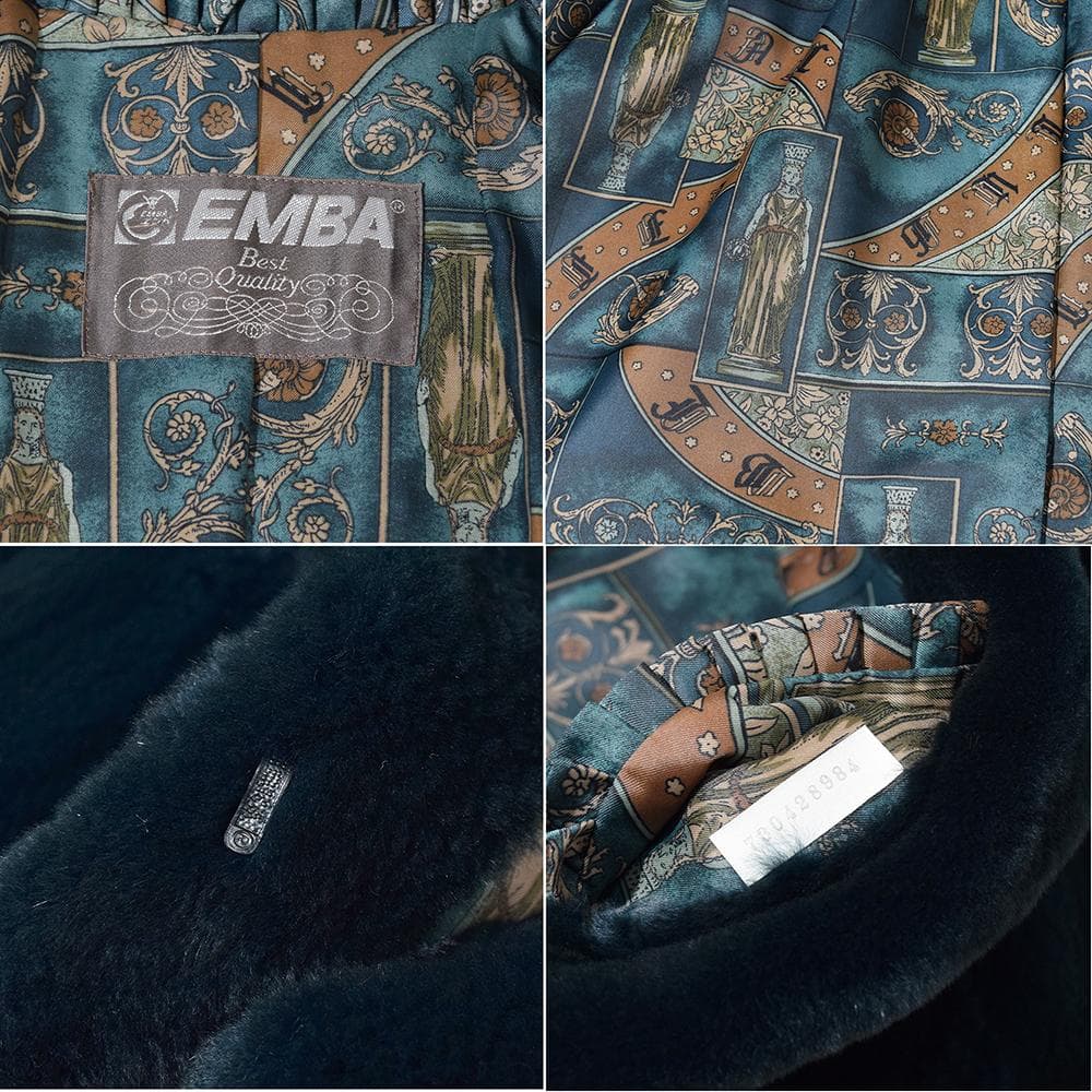 希少色 エンバ EMBA シェアード 毛皮 コート 染め グリーン系 裏総柄