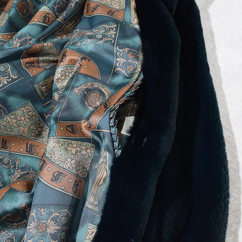 希少色 エンバ EMBA シェアード 毛皮 コート 染め グリーン系 裏総柄