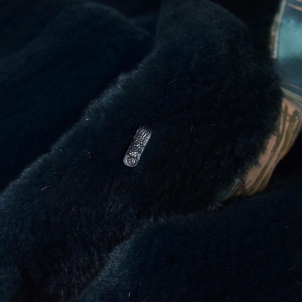 希少色 エンバ EMBA シェアード 毛皮 コート 染め グリーン系 裏総柄