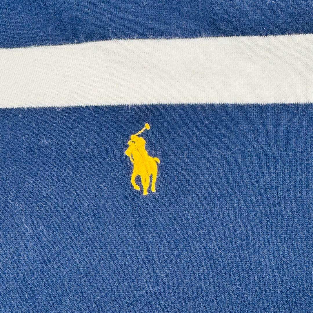 【美品】　ポロラルフローレン　ラガーシャツ　ボーダー　白　紺　XL