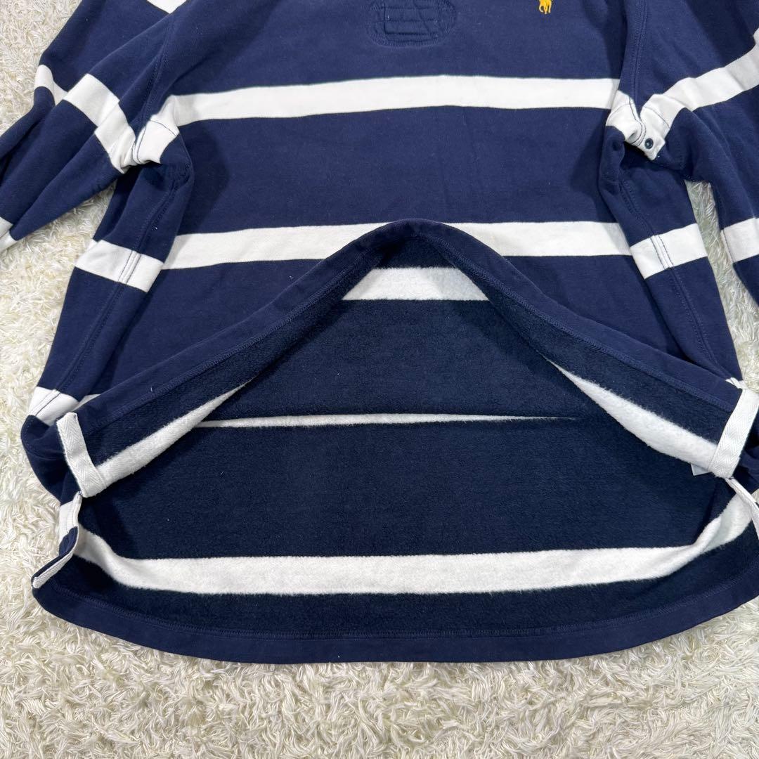 【美品】　ポロラルフローレン　ラガーシャツ　ボーダー　白　紺　XL