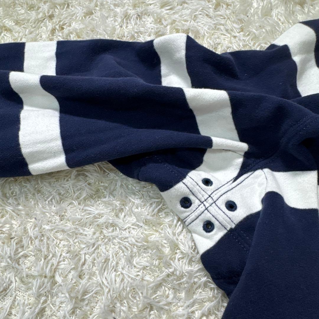 【美品】　ポロラルフローレン　ラガーシャツ　ボーダー　白　紺　XL
