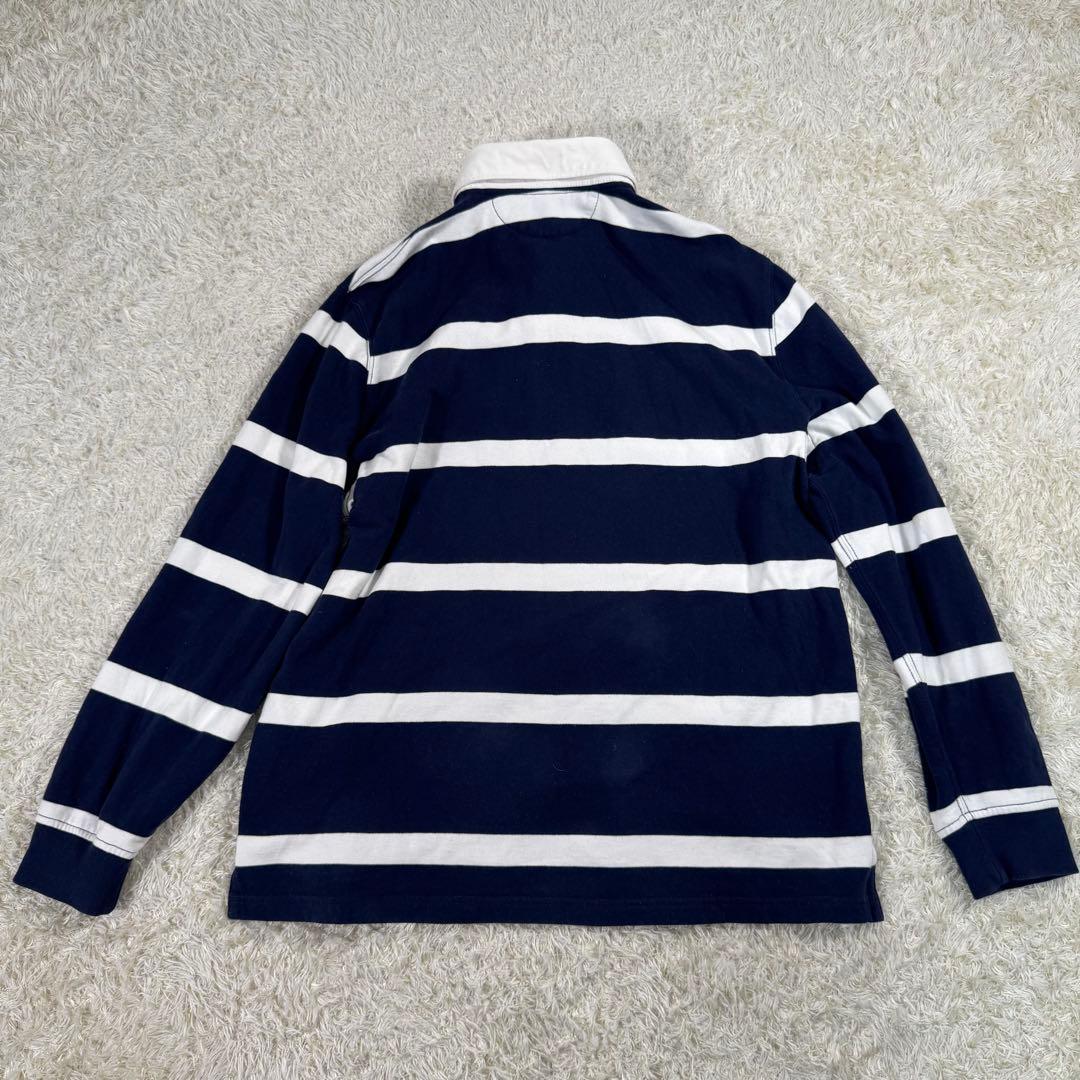 【美品】　ポロラルフローレン　ラガーシャツ　ボーダー　白　紺　XL