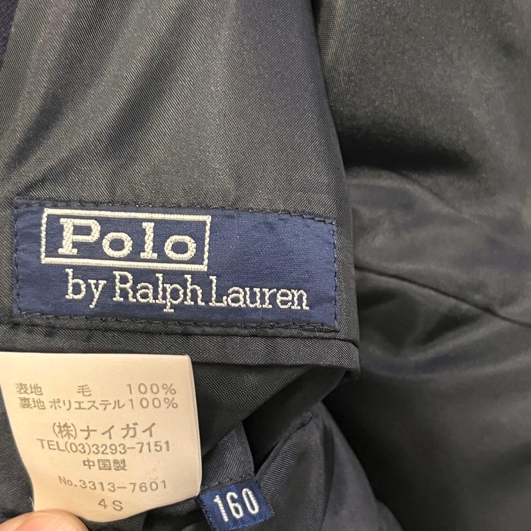 極美品【ポロラルフローレン】紺ブレ ダブル ブレザー ジャケット160cm