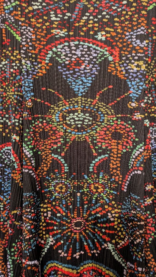 プリーツプリーズ ノースリーブワンピース 花火柄 サイズ5