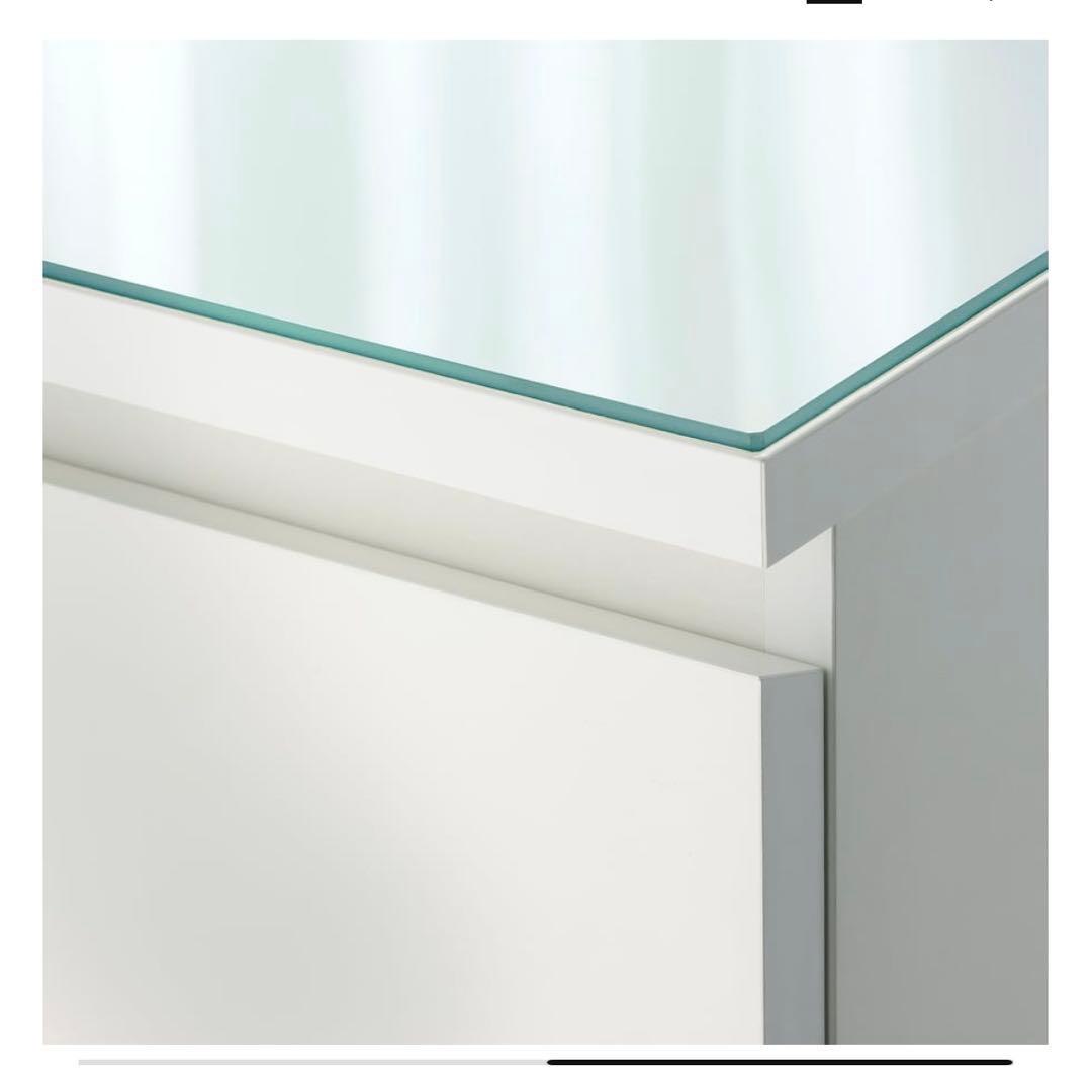 【とら】ホワイト 6引き出しチェスト 160cm ガラストップ