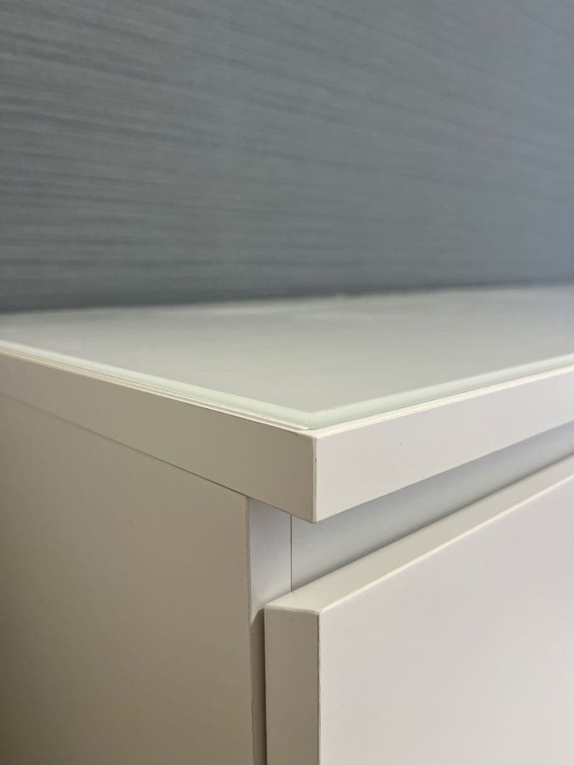 【とら】ホワイト 6引き出しチェスト 160cm ガラストップ