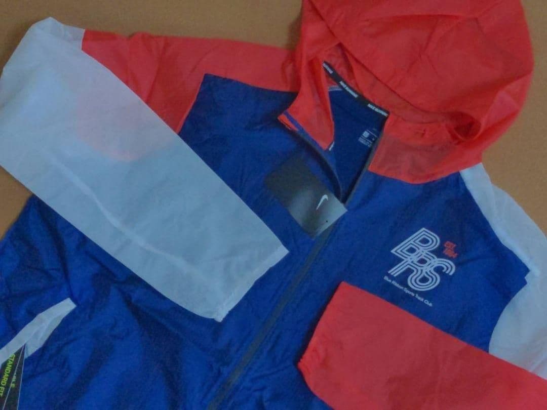 残少 L ナイキ BRS ランニング ジャケット　パーカー ブルーリボン 紺 赤