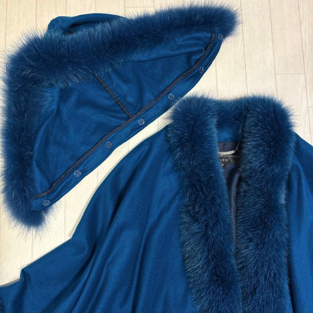 タグ付き ジャンルイシェレル カシミヤ100 フォックスファー ポンチョ