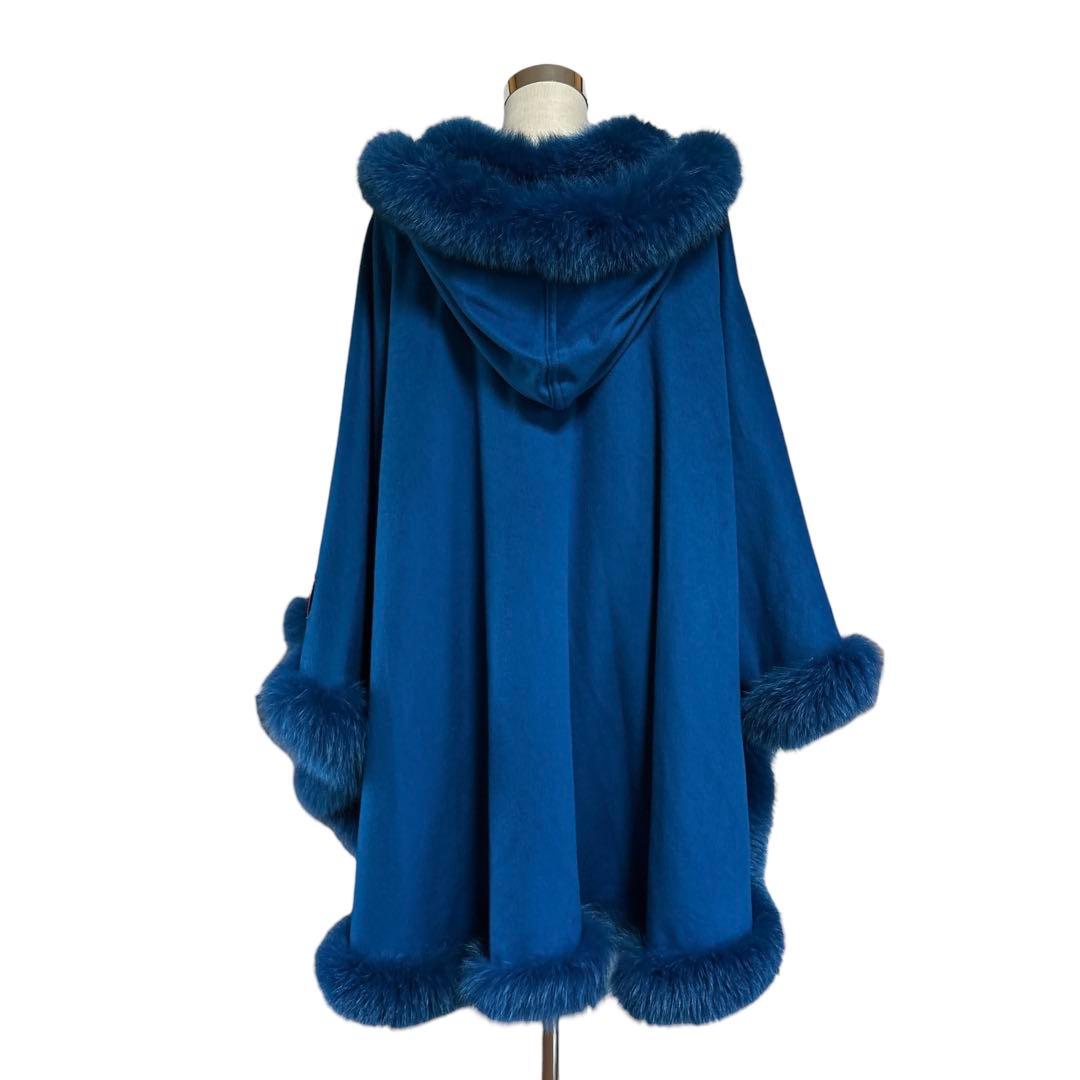 タグ付き ジャンルイシェレル カシミヤ100 フォックスファー ポンチョ
