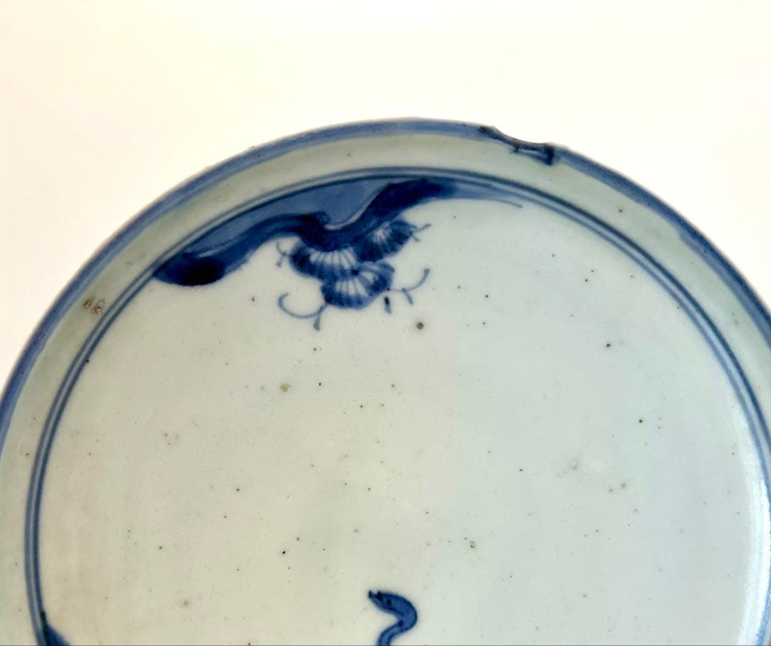 古伊万里　古染付　雁の図皿　染付　アンティーク　古道具　食器
