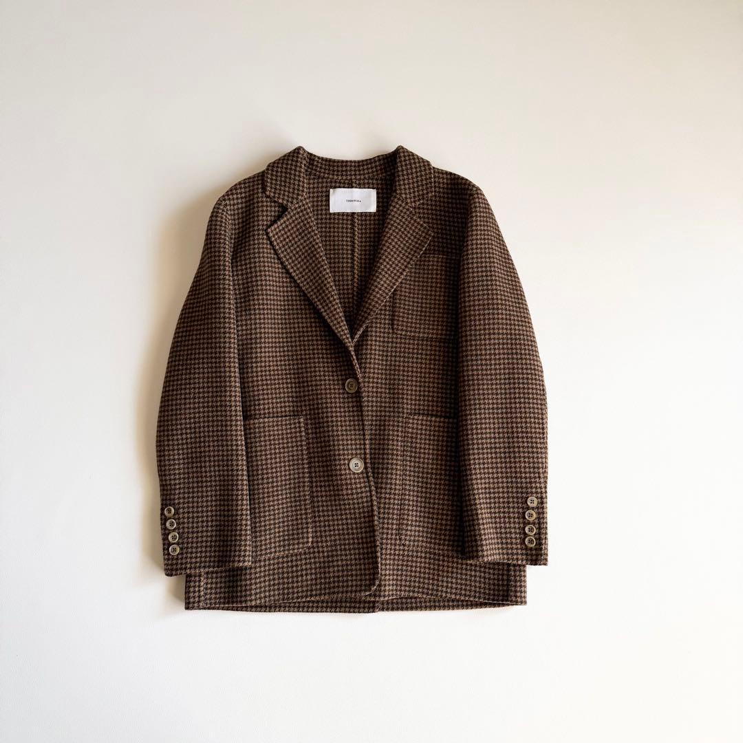 【トゥデイフル】千鳥格子 チェック柄 ウール混 テーラードジャケット36