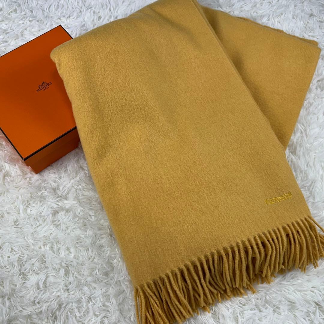 こゆび姫♡ 美品✨エルメス カシミヤ100% ショールマフラー 大判200