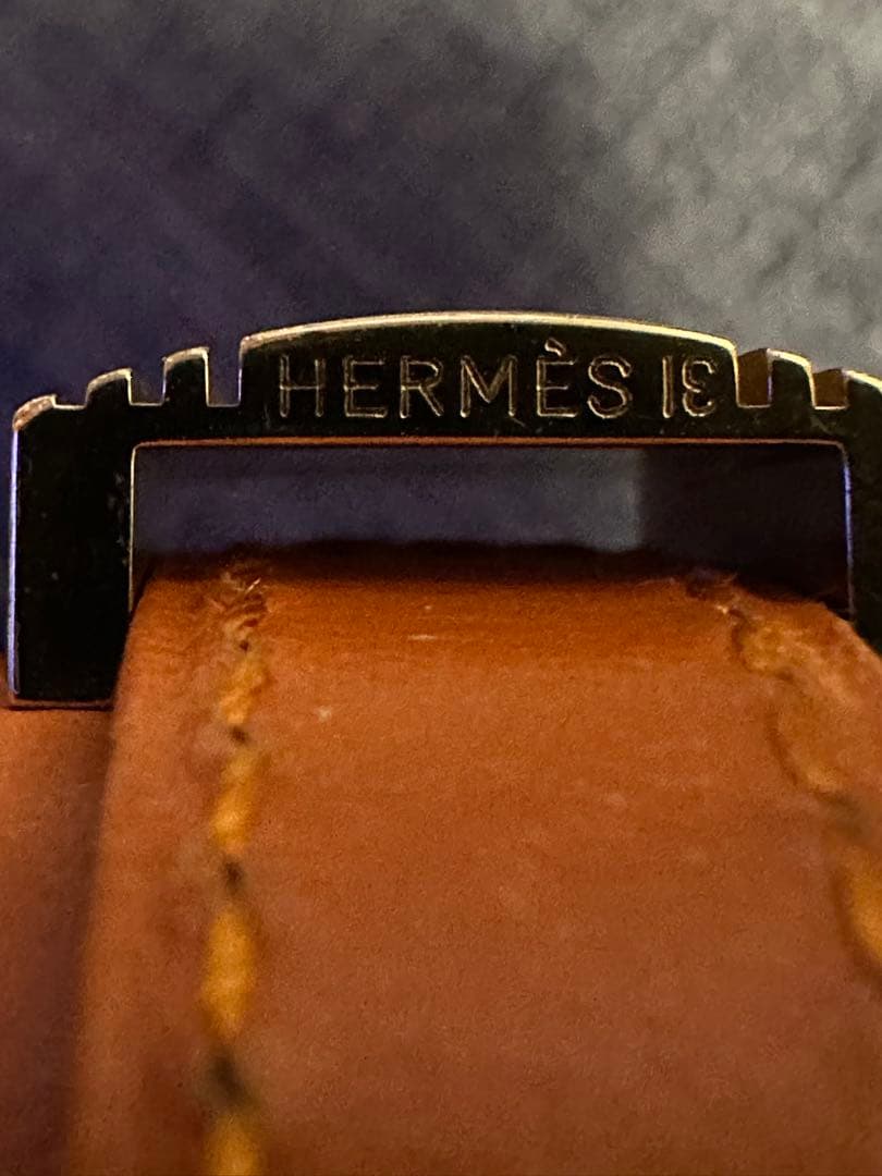 HERMES エルメス アルテミス オレンジ レザーバングル 難あり