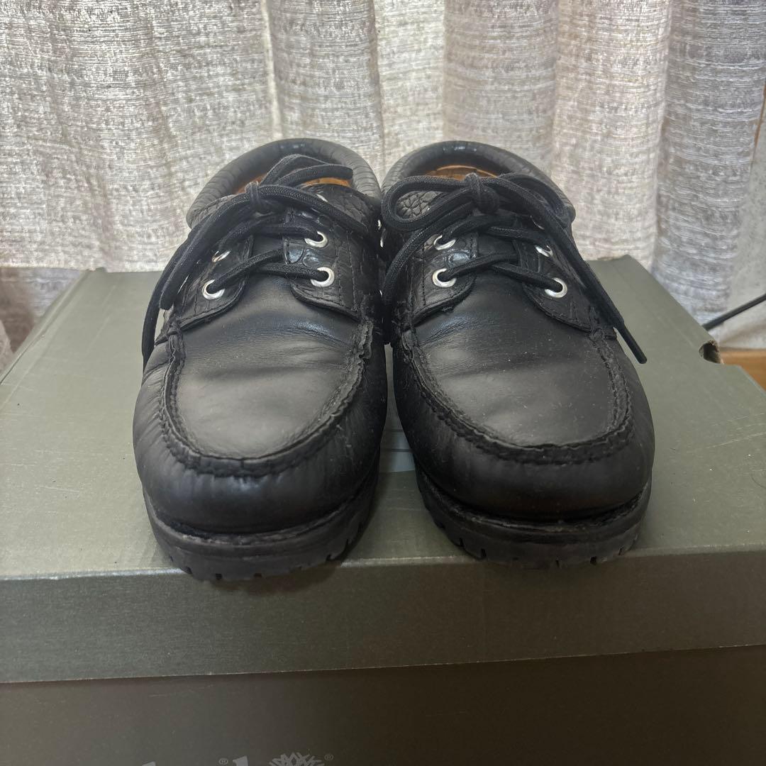 ティンバーランド 黒 レザー モカシン デッキシューズ