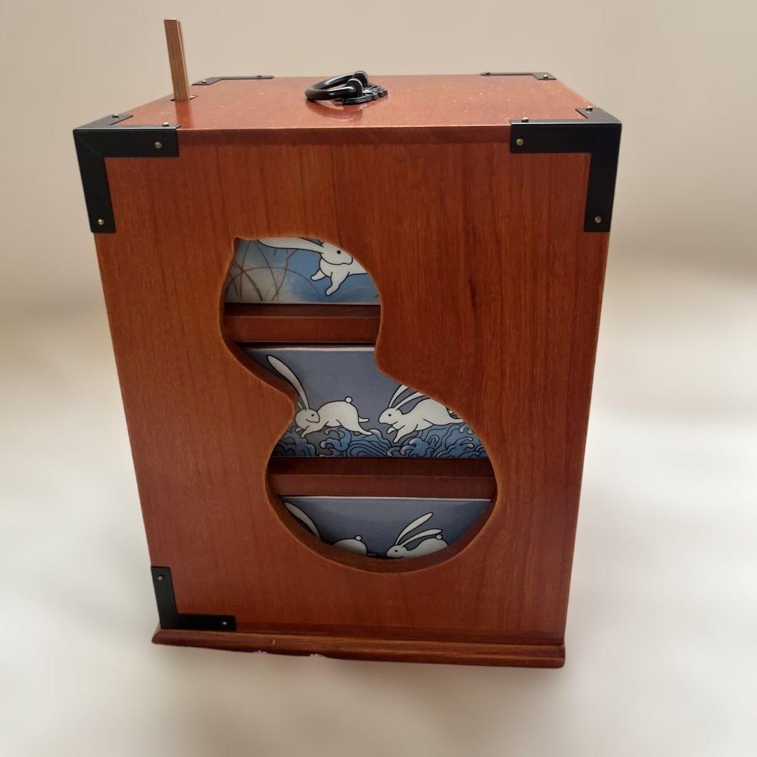 遊山箱 重箱 野弁当 花見弁当 うさぎ 瓢箪窓 月見弁当 陶器 木製 行楽弁当