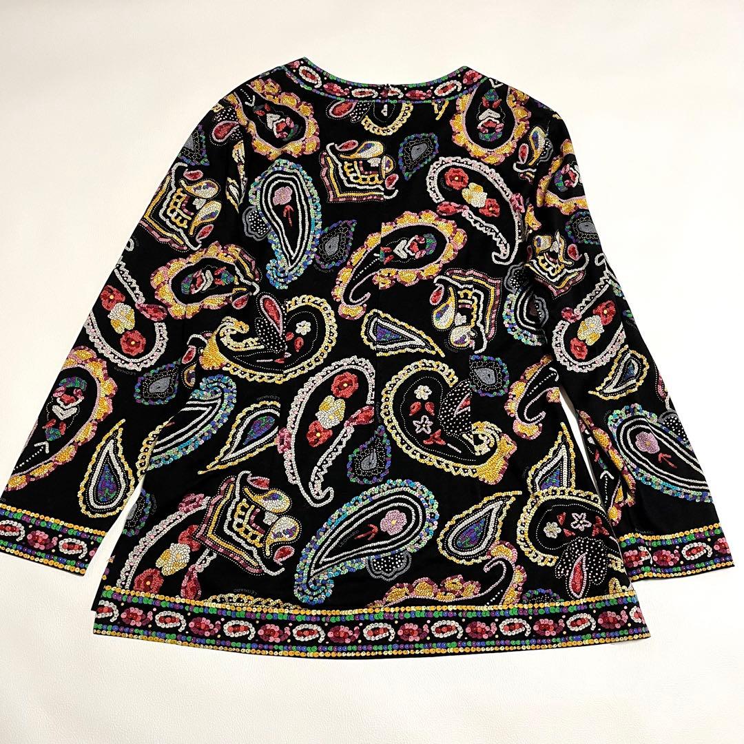 大きいサイズ レオナール シルク混 チュニックカットソー ペイズリー柄 LL