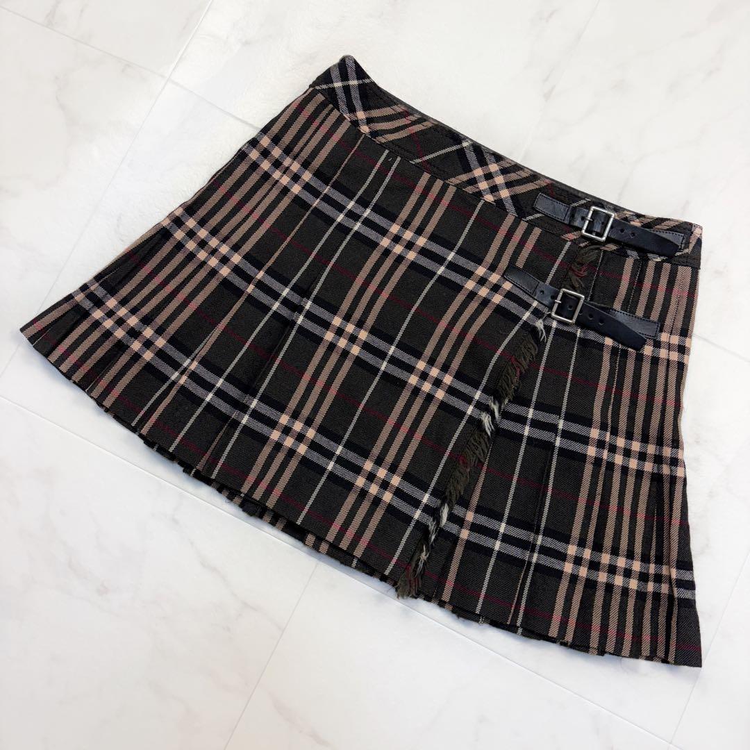バーバリーブルーレーベル　ラップミニスカート　ノバチェック　36 ブラウン