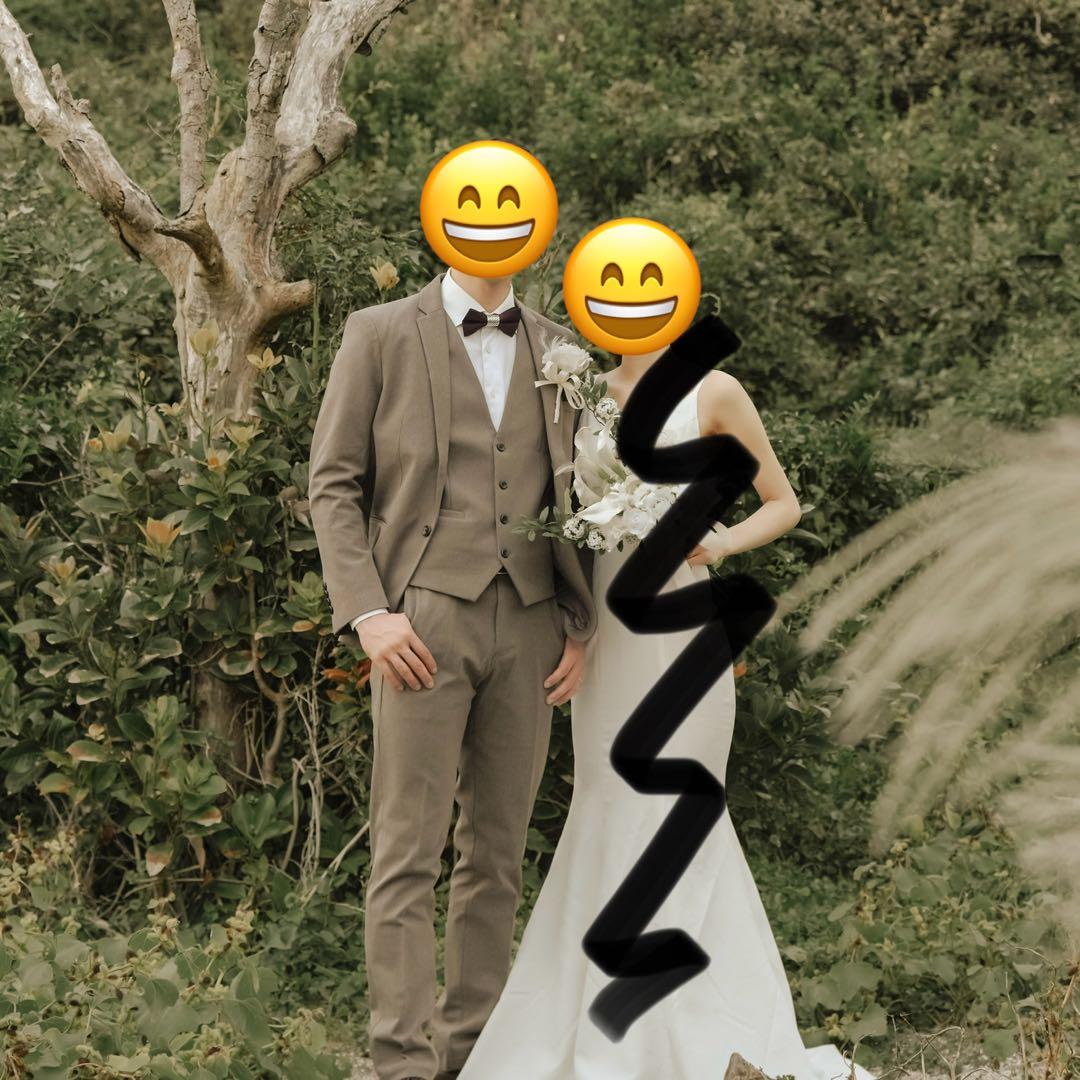 【前撮り・フォト用に】ブラウンスーツ上下＋ベスト＋ハンカチーフセット