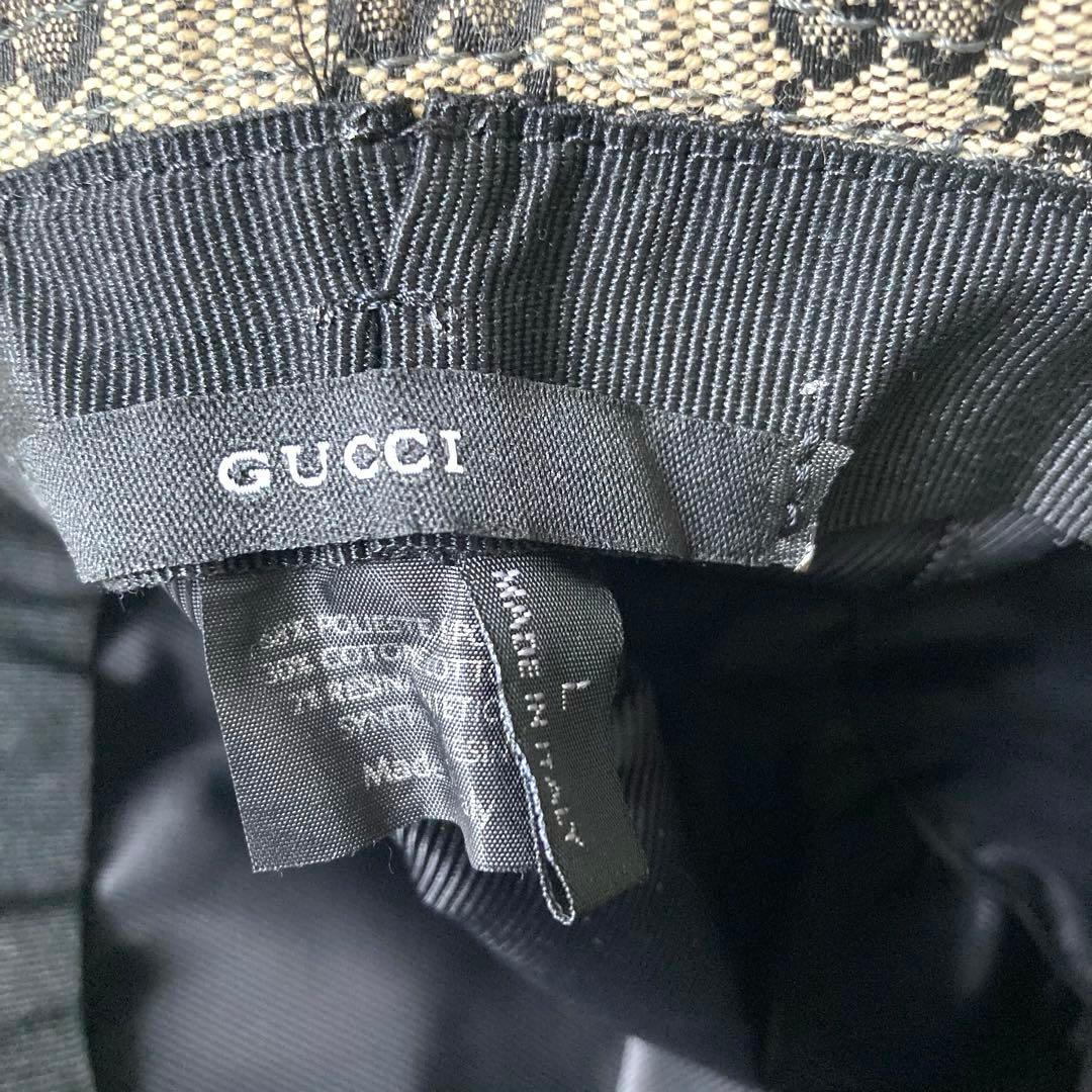 GUCCI グッチ　バケットハット　L キャンバス　赤　リボン　GGパターン