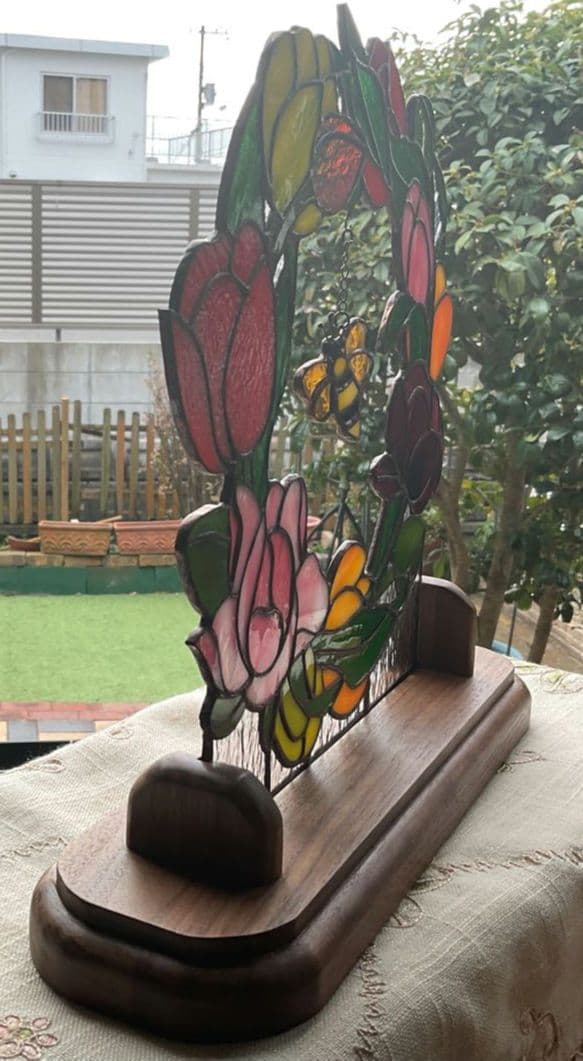 ステンドグラス　チューリップリース