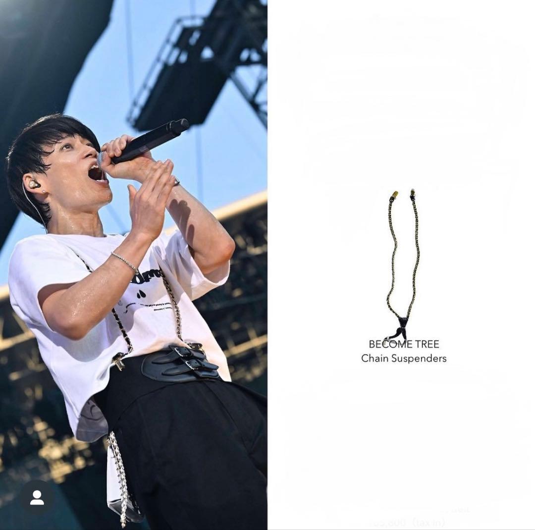 BECOME TREE ビカムツリー チェーンサスペンダー ブラック×ゴールド