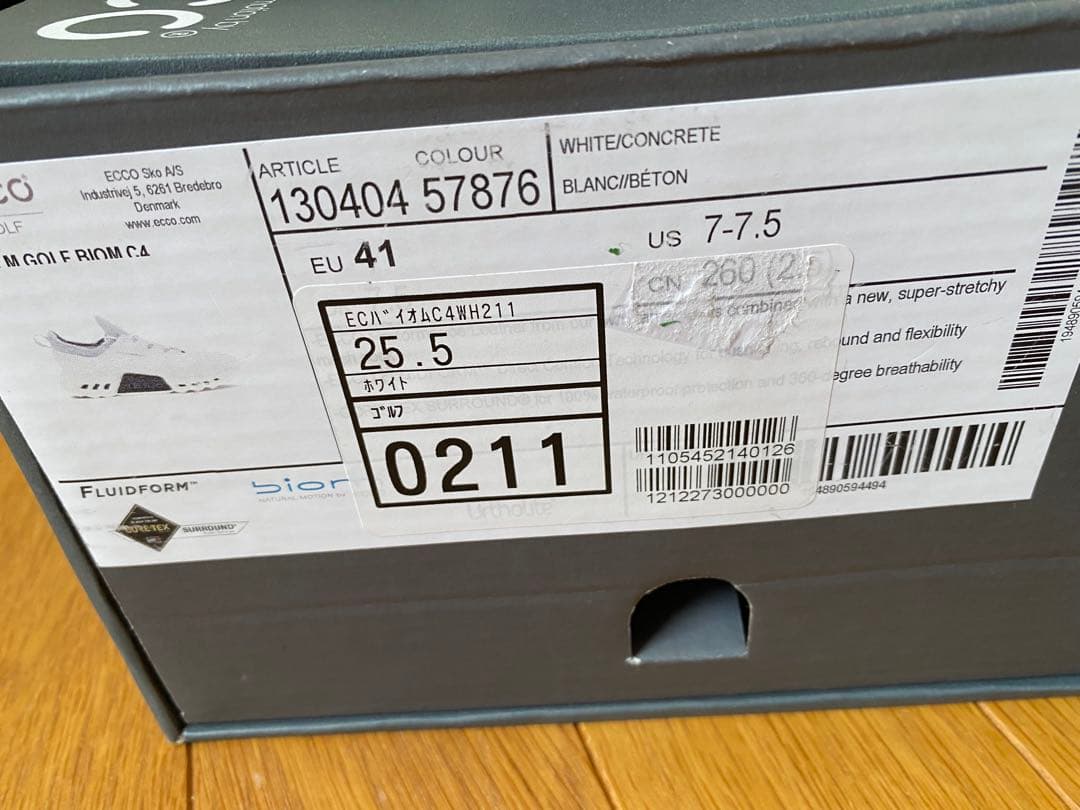 ecco BIOM c4 ゴルフシューズ ホワイトEU41 25.5