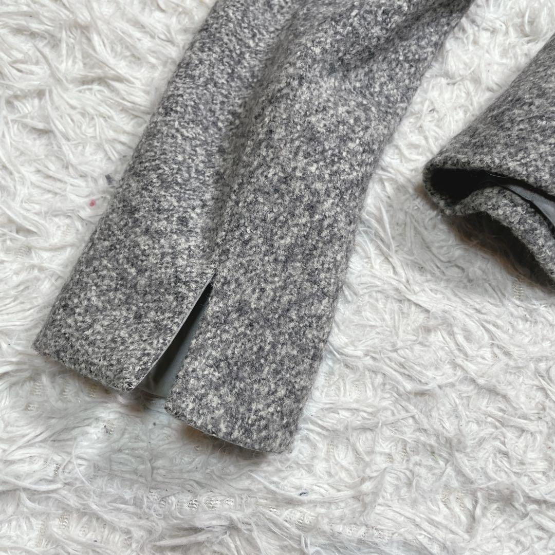 マックスマーラ　白タグ　ショートコート　ベルト　アルパカ　シルク混　グレー　M