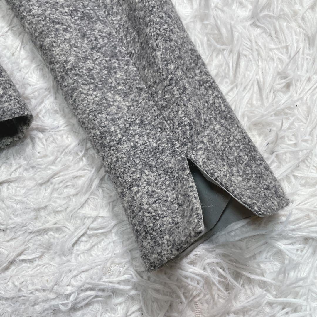 マックスマーラ　白タグ　ショートコート　ベルト　アルパカ　シルク混　グレー　M