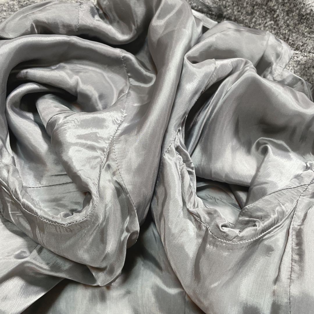 マックスマーラ　白タグ　ショートコート　ベルト　アルパカ　シルク混　グレー　M