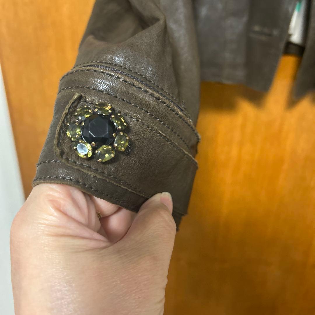 D&G レザーJK 花柄裏地　襟袖口取り外し可　最終値下げ　M 【売り切り価格】