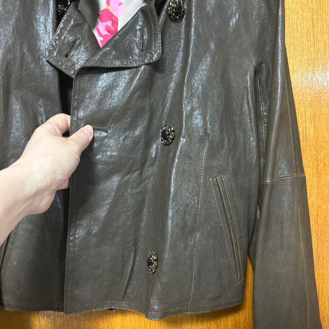 D&G レザーJK 花柄裏地　襟袖口取り外し可　最終値下げ　M 【売り切り価格】