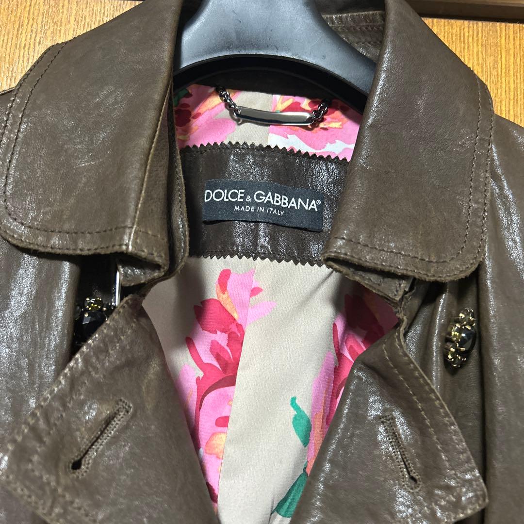 D&G レザーJK 花柄裏地　襟袖口取り外し可　最終値下げ　M 【売り切り価格】