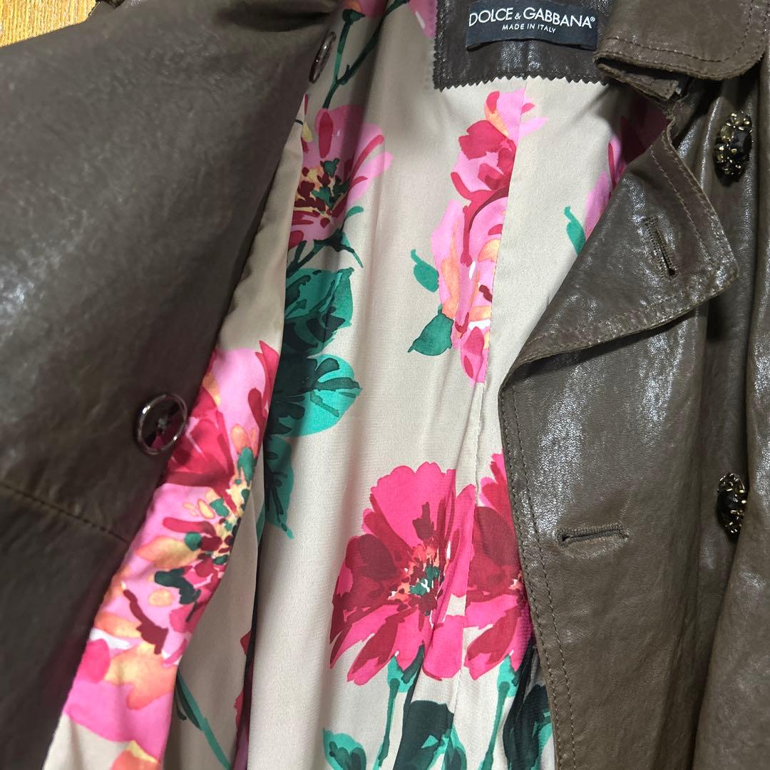 D&G レザーJK 花柄裏地　襟袖口取り外し可　最終値下げ　M 【売り切り価格】