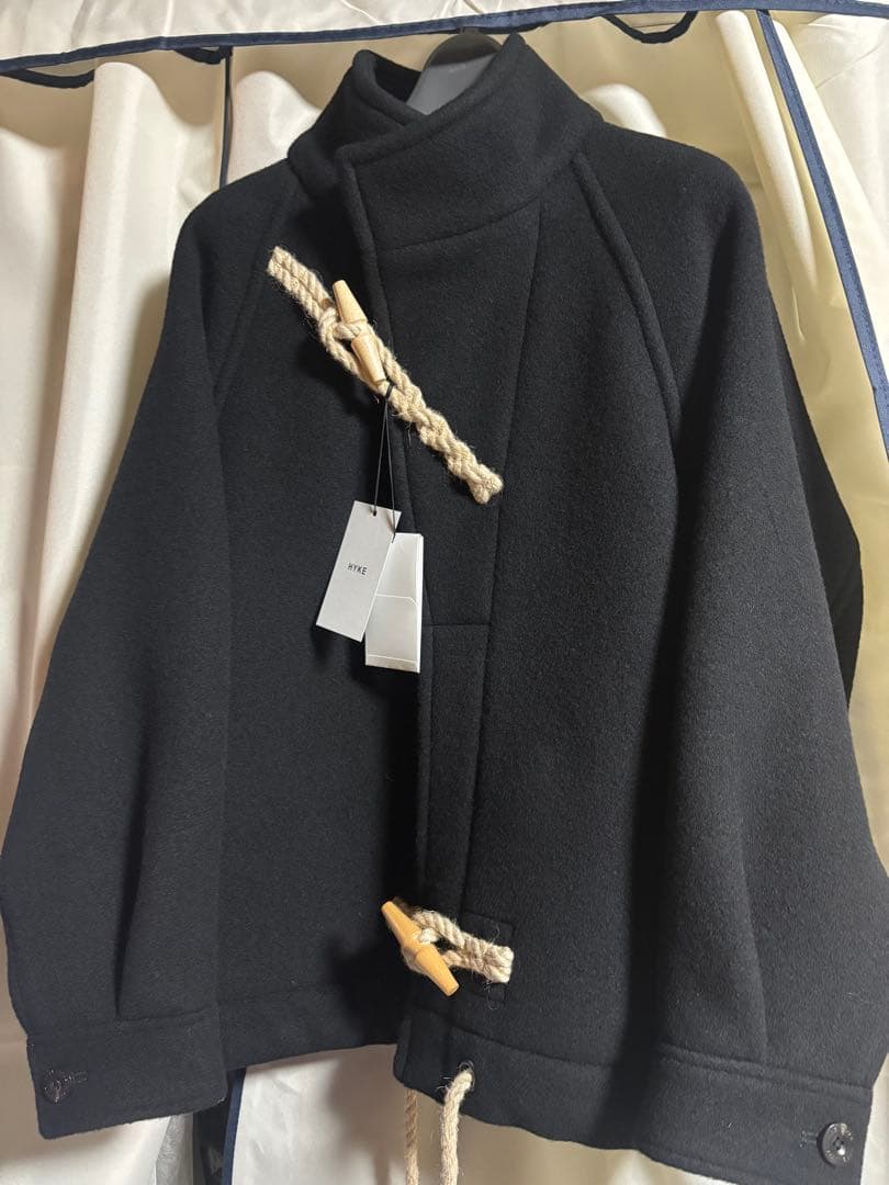 HYKEDOUBLE FACE DUFFEL JACKET ブラック サイズ1