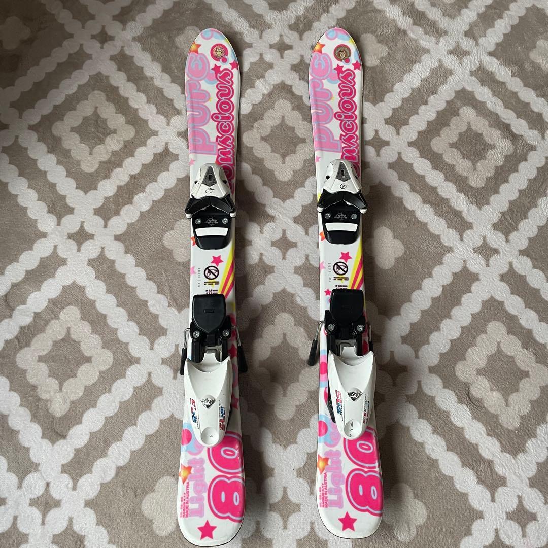 12345→セール中　スキー板 ホワイト/ピンク 約80cm