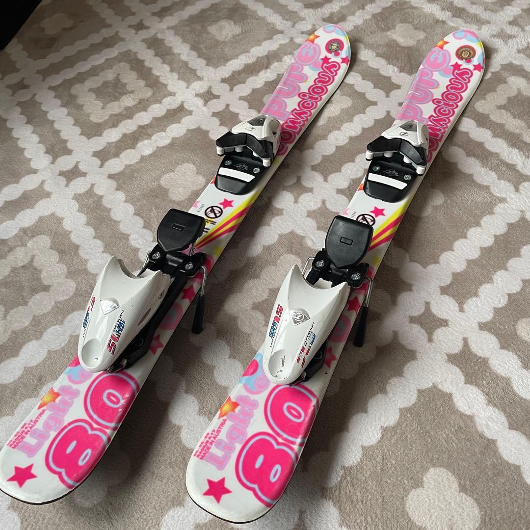 12345→セール中　スキー板 ホワイト/ピンク 約80cm