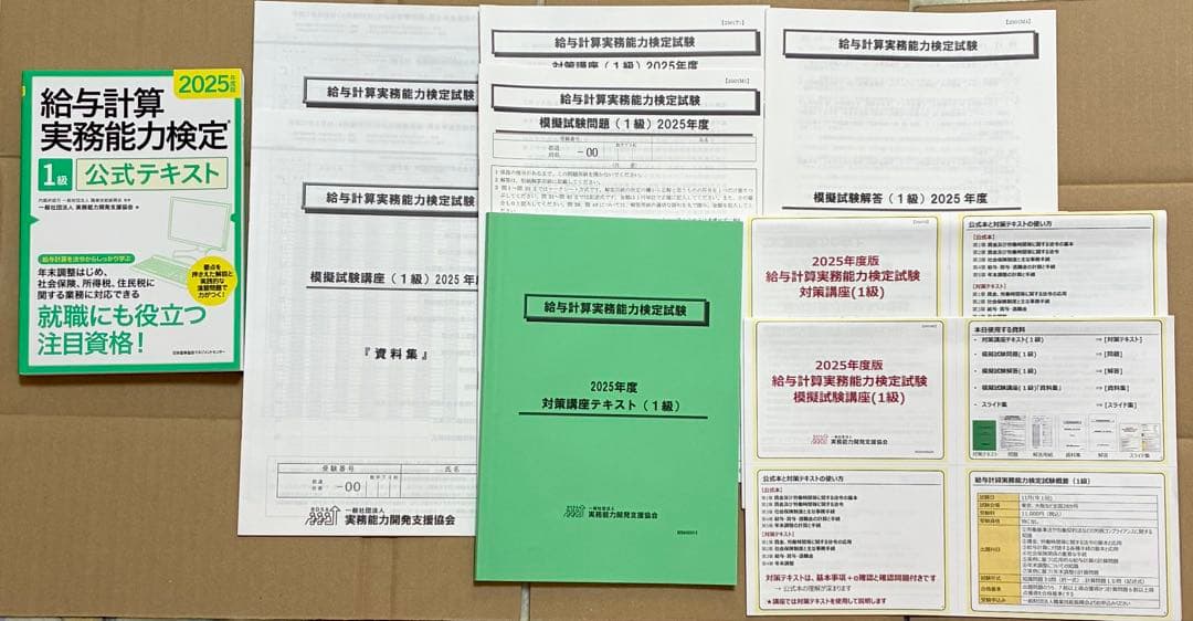 2025年度 給与計算実務能力検定試験 1級　対策&模擬試験講座　過去問　セット