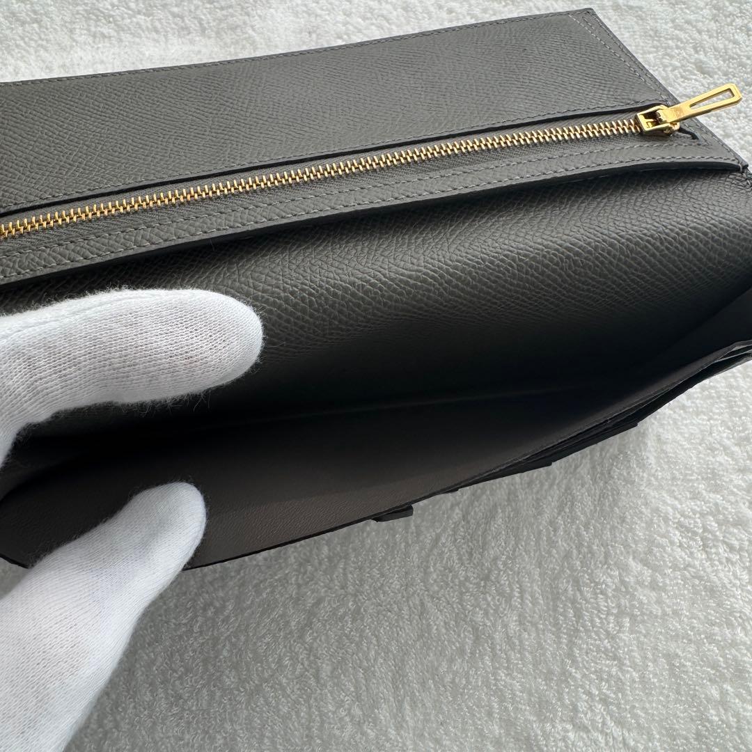 エルメス　長財布　ベアンスフレ　グレー
