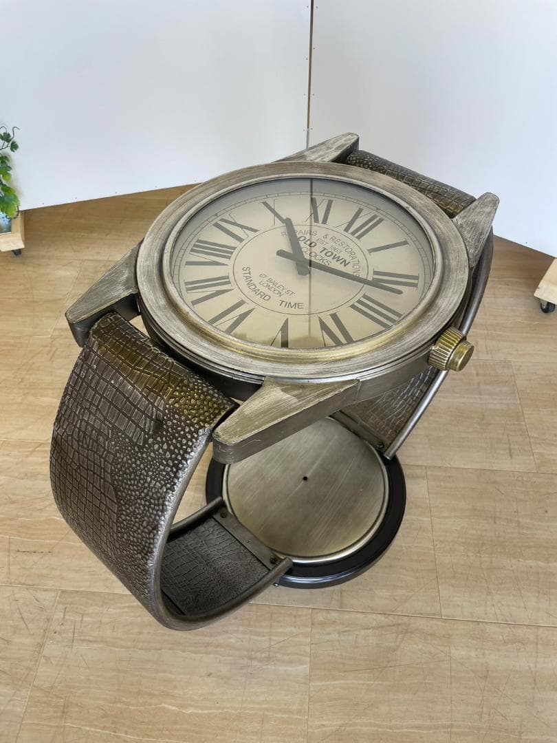 腕時計風　サイドテーブル　インダストリアル　ヴィンテージ　カフェ風　時計　個性的