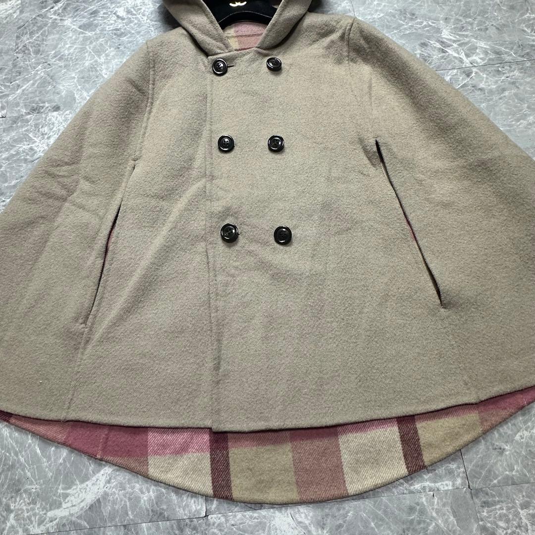 ブルーレーベルクレストブリッジ♡ 両面 リバーシブル ケープコート メガチェック